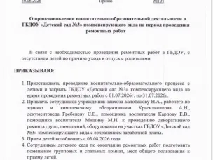 О приостановке воспитательно-образовательной деятельности
